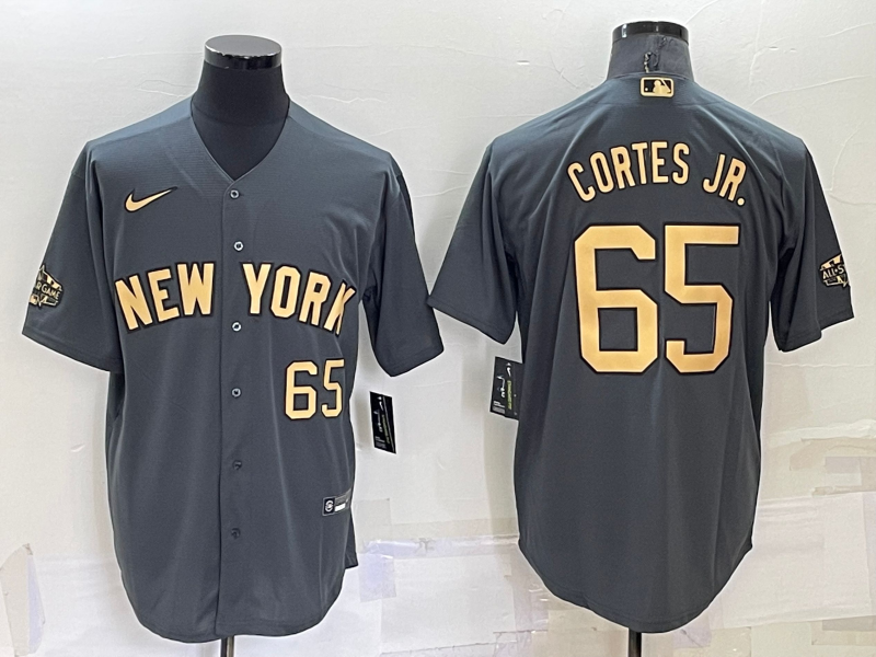 Men's New York Yankees #65 Nestor Cortes Jr. 2022 All-Star Charcoal Cool Base Stitched Baseball Jersey Men's New York Yankees #65 Nestor Cortes Jr. 2022 All-Star Charcoal Cool Base Stitched Baseball Jersey